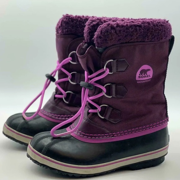 Sorel PAC Boots Purple Textile
Waterproof Rubber Removable Lining Size 2 - Picture 2 of 12